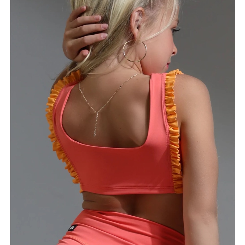 NWT Tiger Friday Dancewear Faye Reversible Crop Top Size Various Color Papaya - Picture 8 of 12